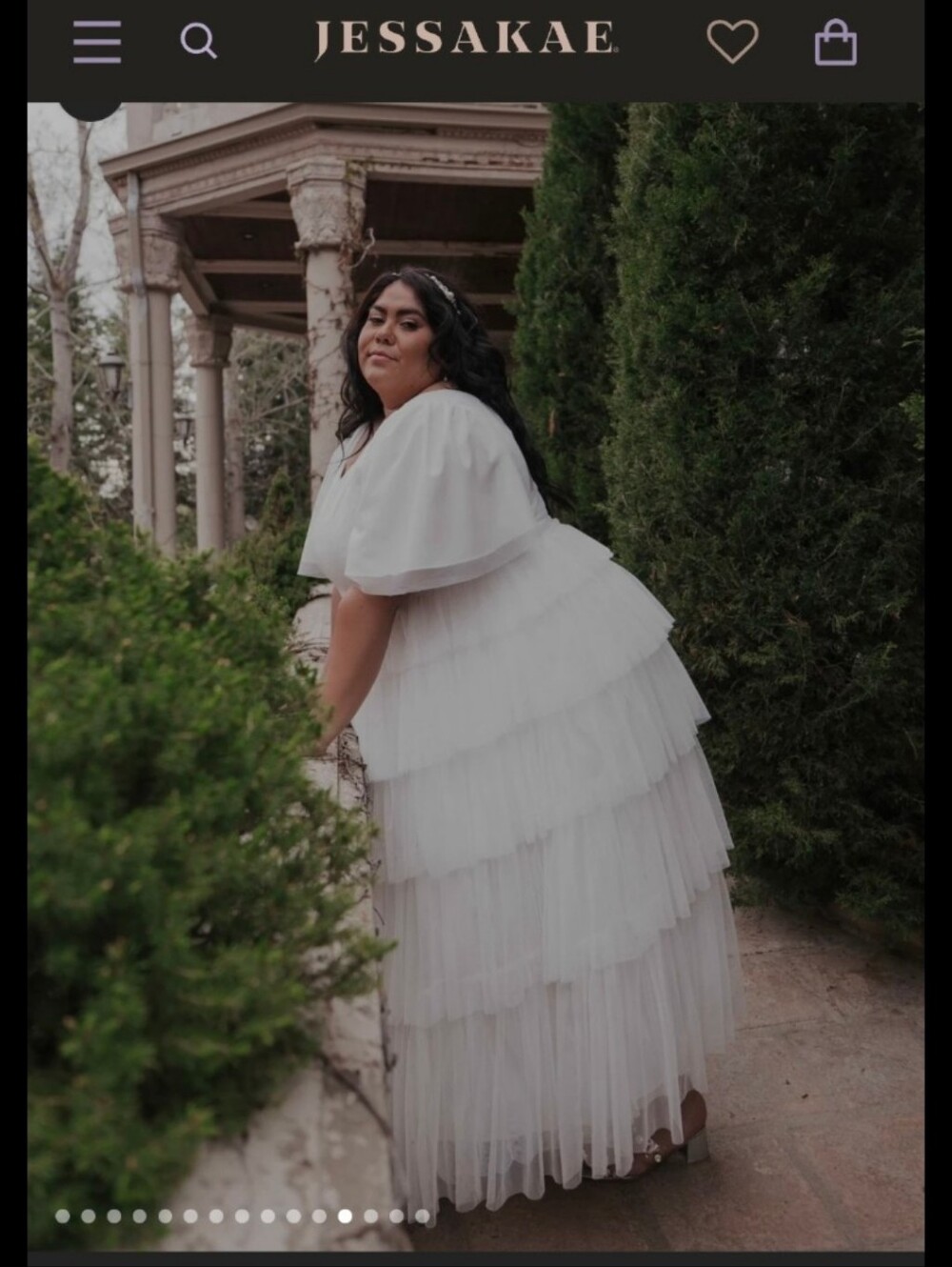 JessaKae White Tiered Tulle Maxi Dress with Flutter Sleeves